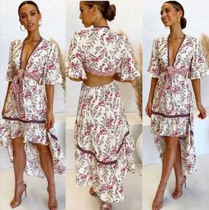 Boho high-low floral flowy dress